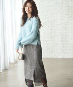 ANY SIS シアーコンビヘリンボーン スカート