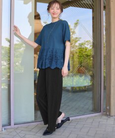 Tiaclasse 【洗える】刺繍レースドッキングカットソートップス