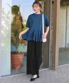 Tiaclasse 【洗える】刺繍レースドッキングカットソートップス