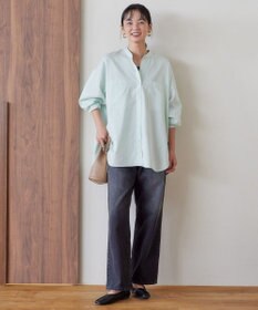 AMERICAN HOLIC イージーケアバンドカラーＷポケットロングシャツ