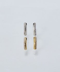 Phoebe 【金属アレルギー対応】テクスチャードスパークビジューピアス/ニッケルフリー ゴールド