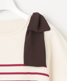 Feroux 肩リボン ペプラムニット