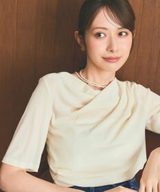 ANY SIS S 【洗える】シアーベロアドレープ Tシャツ