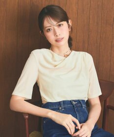 ANY SIS S 【洗える】シアーベロアドレープ Tシャツ