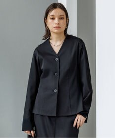 ICB 【裏起毛】 ウォームサテン カーディガンブラウス ブラック系