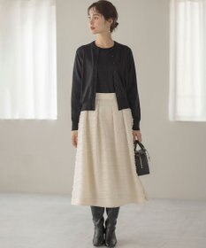 組曲 【WEB限定】ボーダーカットジャカード フレアスカート