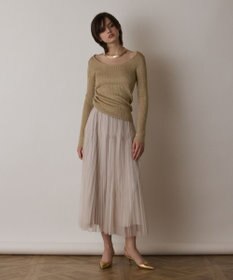 GRACE CONTINENTAL ラメリブクルーネックトップ