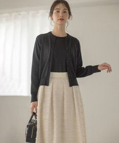 組曲 【WEB限定】ボーダーカットジャカード フレアスカート