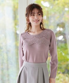 Tiaclasse L 【洗える】大人上品なスカラップレースコンビニット