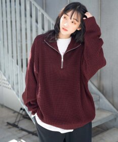 WEGO ルーズフィットハーフZIPプルオーバー