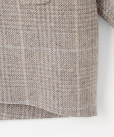 自由区 L 【17号サイズまで展開・カタログ掲載】ウールリバーチェック柄ノーカラー コート