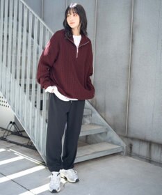 WEGO ルーズフィットハーフZIPプルオーバー