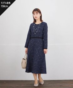 Tiaclasse L 【安田美沙子さん着用・新色追加】配色ツイードワンピース