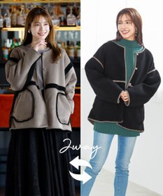 Tiaclasse 2wayリバーシブルボアショートブルゾン