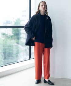 ICB 【洗える】ウールワッシャーツイル ワイドストレートパンツ