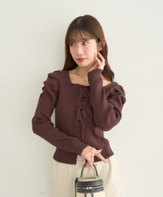 earth music&ecology レイヤード風ギャザーショルダーリブニット