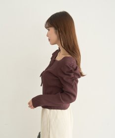 earth music&ecology レイヤード風ギャザーショルダーリブニット