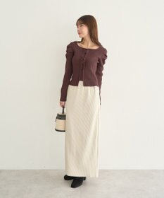 earth music&ecology レイヤード風ギャザーショルダーリブニット