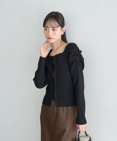 earth music&ecology レイヤード風ギャザーショルダーリブニット