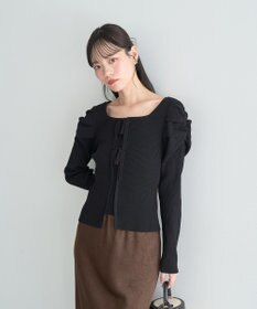 earth music&ecology レイヤード風ギャザーショルダーリブニット