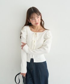 earth music&ecology レイヤード風ギャザーショルダーリブニット