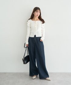 earth music&ecology レイヤード風ギャザーショルダーリブニット