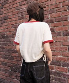 WEGO グラフィックサイドリボンドロストショートT