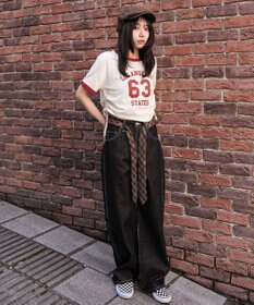 WEGO グラフィックサイドリボンドロストショートT