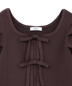 earth music&ecology レイヤード風ギャザーショルダーリブニット