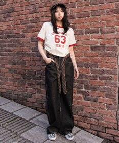 WEGO グラフィックサイドリボンドロストショートT