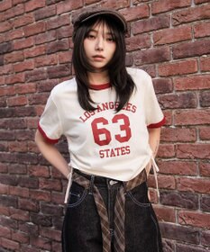 WEGO グラフィックサイドリボンドロストショートT