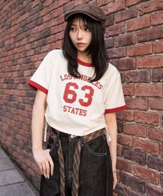 WEGO グラフィックサイドリボンドロストショートT