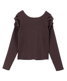 earth music&ecology レイヤード風ギャザーショルダーリブニット