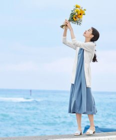 Tiaclasse L 【洗える新色追加・洗える】サマーニットフードロングカーディガン