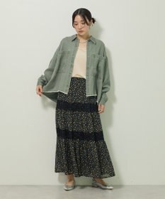 Green Parks 裾フリンジウ゛ィンテージ風シャツ