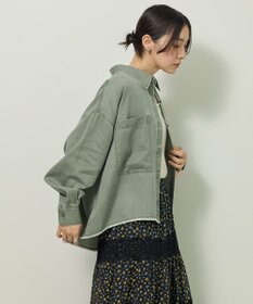 Green Parks 裾フリンジウ゛ィンテージ風シャツ