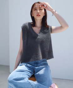 UNFILO ナイロンシャギー ベスト チャコール