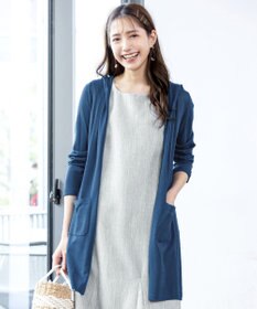 Tiaclasse L 【洗える新色追加・洗える】サマーニットフードロングカーディガン