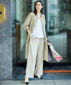 自由区 【カタログ掲載・ご好評につき新色追加・セットアップ対応】リネンライクシンセティックワイドストレート パンツ