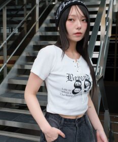 WEGO グラフィックレースアップちびT