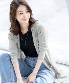 Tiaclasse L 【洗える新色追加・洗える】サマーニットフードロングカーディガン