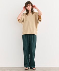 BEIGE， 【接触冷感/UVカット/洗える・BAILA 8.9月合併号掲載】YANN / Vスリットプルオーバーブラウス