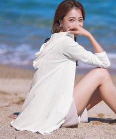 Tiaclasse L 【洗える新色追加・洗える】サマーニットフードロングカーディガン