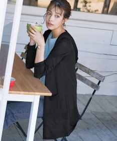 Tiaclasse L 【洗える新色追加・洗える】サマーニットフードロングカーディガン