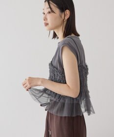 AMERICAN HOLIC 【2点セット】チュールキャミ+ノースリーブT