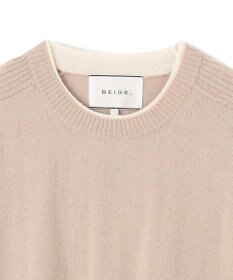 BEIGE， 【洗える】POMPE / ウールカシミヤ配色リブクルーネック