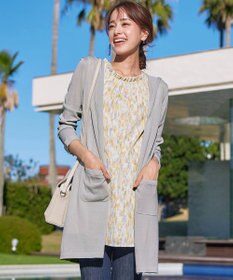 Tiaclasse L 【洗える新色追加・洗える】サマーニットフードロングカーディガン