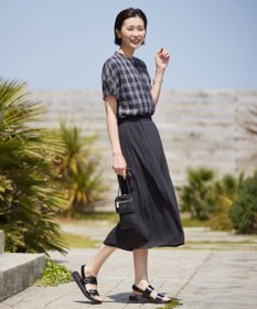 J.PRESS LADIES 【洗える】スプリットジョーゼット ランダムタック スカート