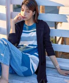 Tiaclasse L 【洗える新色追加・洗える】サマーニットフードロングカーディガン