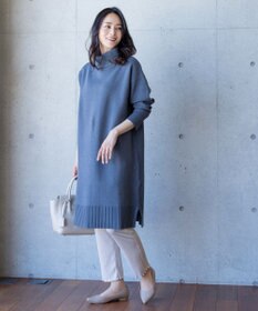 Tiaclasse 【洗える】華のあるニットタートルワンピース